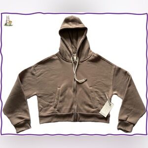 NWT-No Comment Cropped Zip-Up Hoodie